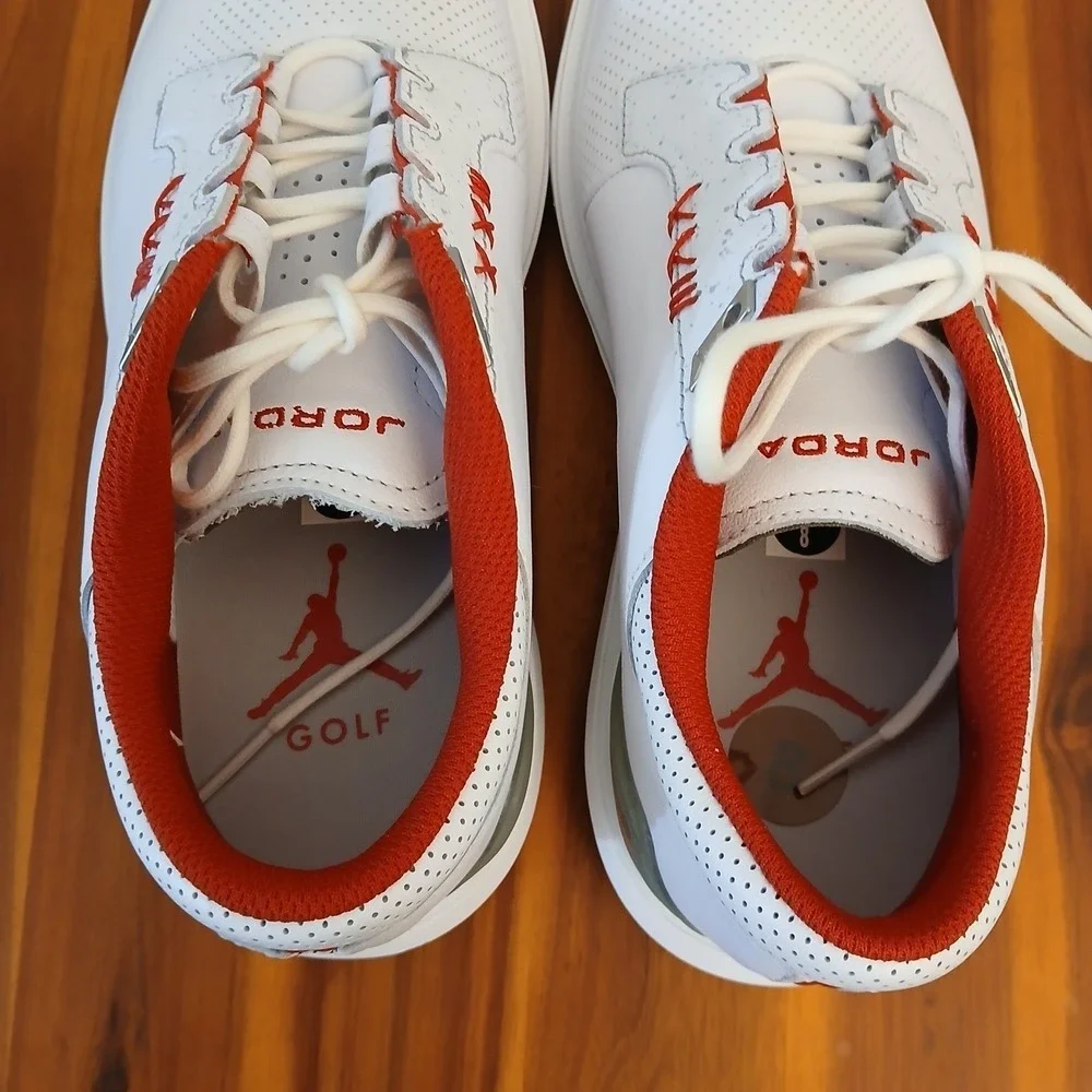 Nike Air Jordan ADG 5 Spikeless Golf Shoes Mens 8 White Red Sneakers FQ6642-101